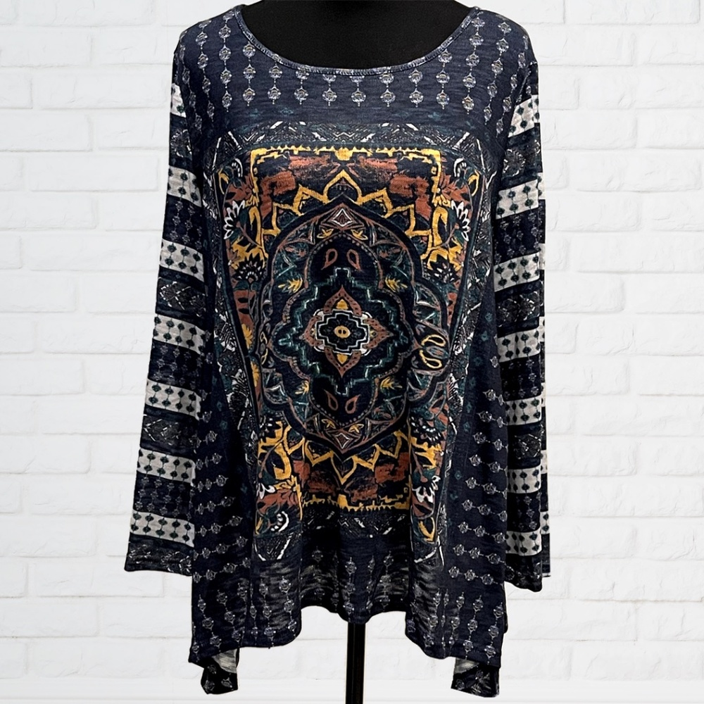 Suzanne Betro Weekend Patterned Tunic Size XL
